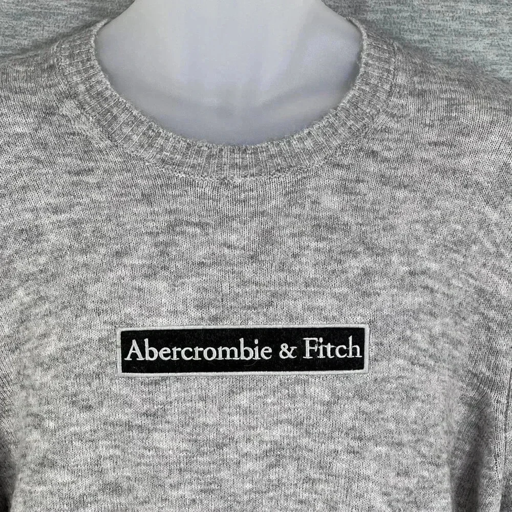 Abercrombie & Fitch NEW Mens XL Gray Wool Alpaca Blend Logo Crewneck Sweater